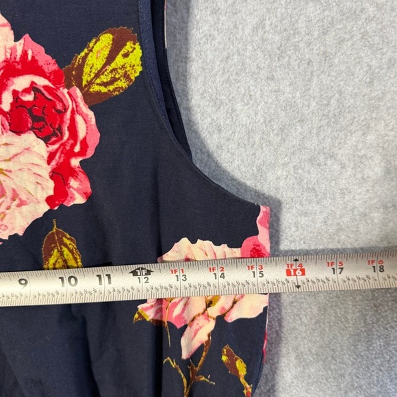 Navy Floral Sleeveless Fit Flare Dress Women's Size M Short Summer - Picture 6 of 13